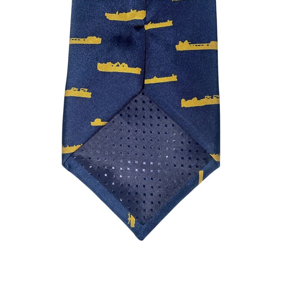 General Dynamics Ship Tie Navy Blue 100% Silk Necktie by Nassco 60”x3.25” - Picture 5 of 6